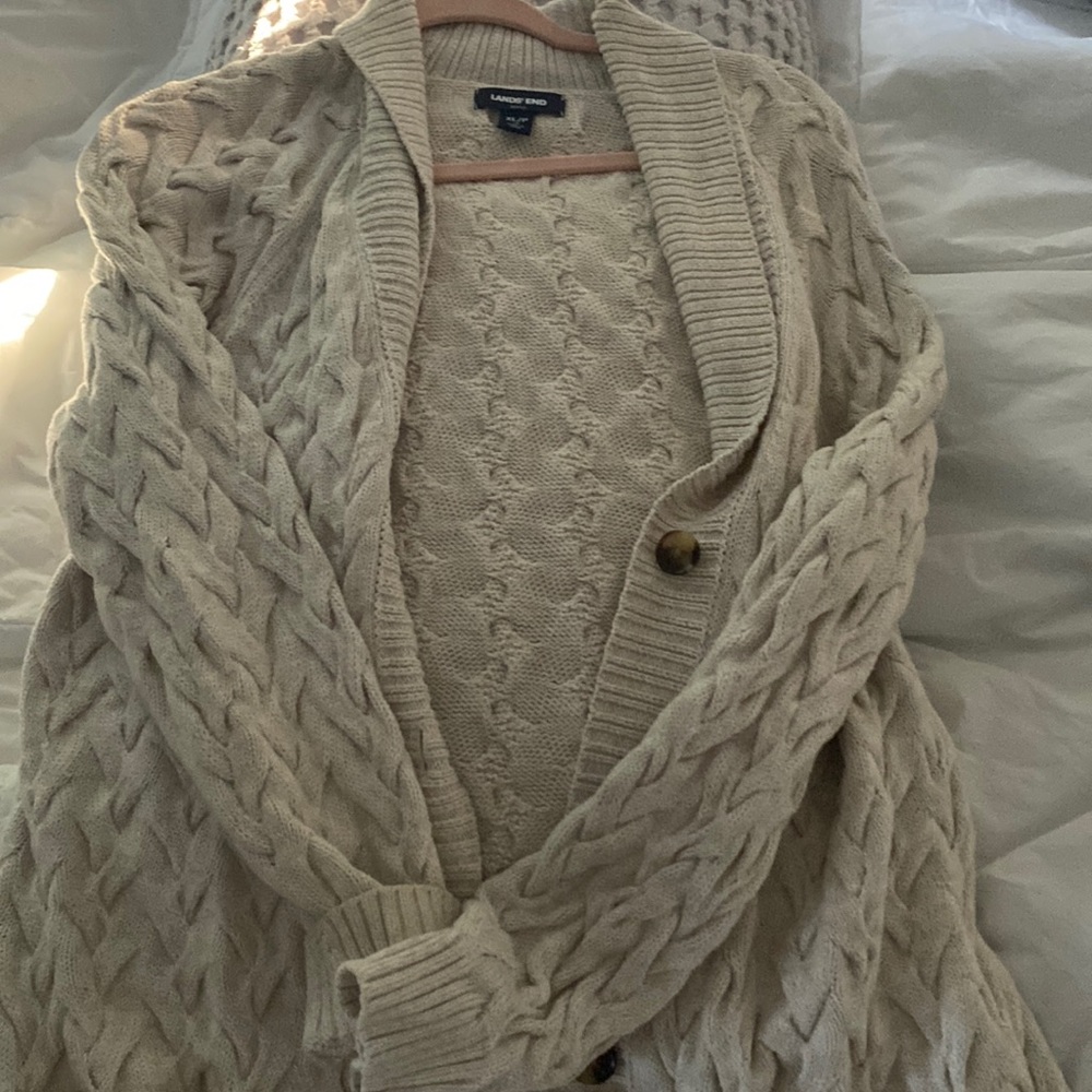 Lands End womens button up sweater